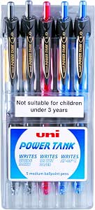 Uniball POWERTANK SN-220 Kugelschreiber – 12 Stück, Schwarz, Einziehbar, Schreibt In Jeder Position