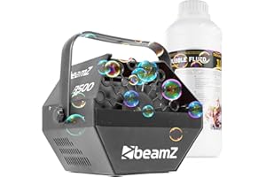 Beamz B500 Machine à Bulles Enfant/Mariage avec 1L de Liquide, Ventilateur Puissant, Bulles Taille Moyenne, Etrier de Fixation, Faible Consommation, Idéal en Intérieur comme en Extérieur