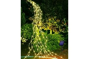 ‎JOYSING Joysing Solar Lichterkette Aussen 2M 200 LED Lichterschweif, 8 Modi Wasserfall Lichterbündel Wasserdichte Lichterstrang für Gießkanne Pflanzen Terrasse Balkon Garten Deko - Warmweiß
