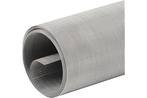 JOCAHULFX 34x200cm Stainless Steel Woven Wire Mesh Roll, 60 Mesh Filter Screen Sheets, Wire Mesh Panels, Metal Mesh Sheets, Fine Wire Mesh, Insect Mouse Rodent Proof Mesh for Air Vent Air Brick Window Garden