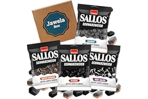 Sallos SCHWARZWEICH Mix Probierset 4 x 200g softes Weichlakritz: Klassik, Salmiak, Salted Caramel, Süß-Salzig - Jawela Mix Set - vegan - glutenfrei - 4 x Sallos schwarzweich - Probierpaket