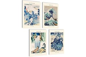 mojoliving Poster Giappone, decorazione giapponese, poster estetico anime, immagini giapponesi, decorazione da parete Hokusai, regalo per il gioco, immagini per il soggiorno, Ikigai