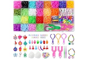 MIUTME Loom Bands Set with Charms Beads, 29 Grids Loom Bands Starter Kit Storage Case for DIY Refill Bracelet Making Craft, X-mas Birthday Party Gift for Kids
