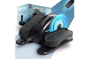 PORTENTUM Mini under desk elliptical electric with remote control and display – Pedal exerciser for seniors automatic and manual with speed selector and reverse – Compact trainer with quiet motor