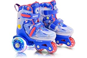 SULIFEEL Patins à roulettes Ajustables pour Filles garçons Enfants,Roues Lumineuses à Flash Amusantes Type d'équilibre à Trois Points Convient pour Les débutants Patinage à roulettes d'intérieur
