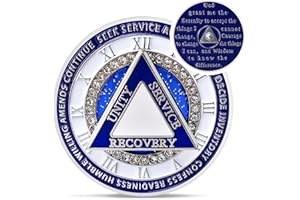 IELCJJ Unique Sparkly Diamond Sobriety Coin - 12 Steps Rotatable Triangle AA Coins - Clockwork Addiction Recovery AA Chips and Medallions - Celebrate 1-65 Prime Clean Alcoholics Anonymous Gifts for Men Women