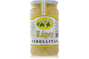 ACEITUNAS LÓPEZ Tarro Cebollitas Blanca Envase PET 600 g. Peso Neto Escurrido