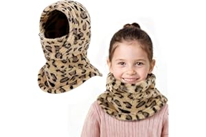 AYPOW Cagoule d'hiver Thermique pour Enfants 3-9 Ans, Multifonction Coupe-Vent Réglable Masque de Ski, Bonnet en Polaire Chaude, Casquette Cache-Cou Tour de Cou écharpe pour Garçons Filles Plein Air