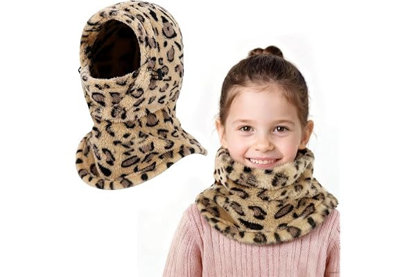 AYPOW Barn vinter termo fleece balaklava 3–9 år, multifunktionell justerbar vindtät ansiktsmask skidmask, varm mössa stormmask halsvärmare halsduk för pojkar flickor utomhusaktiviteter