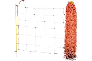 Kerbl Hobbyfarming Fårnät Classicnet, Mobilt Betesstängsel, Betesnät, Dubbel Spik, Orange, 50M X 90Cm, 13 Stolpar