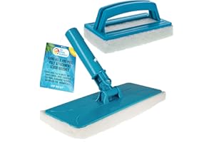 U.S. Pool Supply Hand-Held and Pool Pole Attachment Scrub Brushes - Surface Scrubbing Scouring Sponge Pads - Clean Pool Tile Grout Walls, Vinyl Liners, Spas, Remove Stains, Kitchen Bathroom Tub Shower