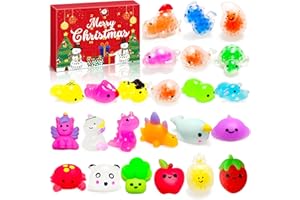 Lubibi Calendrier de l'Avent Mochi 2025 Squishy Toys, 24PCS Jouets Anti-Stress,Kawaii Squishy Jouet Advent Calendar, 24 Jours Calendrier de Compte à Rebours de Noël pour Garçons Filles Cadeau de Noël