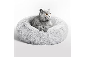 Love's cabin Katzenbett flauschig rund Hundebett 50cm - Donut Katzenkissen waschbar mit rutschfest Unterseite Katzenkorb zum schlafen - Katzen Bett Katzenkörbchen für Gelenkentlastung und Schlaf
