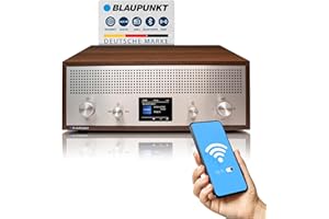 BLAUPUNKT Küchenradio mit Bluetooth - DAB + Radio Bluetooth 5.0 - Retro Radio gebürstetes Aluminium & Premium Holz - DAB Plus Küchenradios - RXD 190 Nostalgieradio - Walnuss