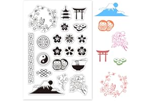GLOBLELAND Timbro Trasparente a Tema Orientale Timbro in Silicone Timbri Trasparenti Gomma per la Fabbricazione di Carte Decorazione Scrapbooking Fai da Te