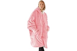 Vancavoo Bluza z kapturem, oversize, bluza sherpa, damskie bluzy z kapturem i mężczyźni, z zamkiem błyskawicznym, głęboka kieszeń, flanelowy koc z długim rękawem, ogromne ciepłe ubrania, damski sweter, duża kurtka z kapeluszem