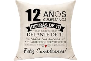 Hasodeo Regalos de 12º Cumpleaños Funda de Cojín Decoración de Cumpleaños Regalos para 12 Años Niña Niño Idea Regalos para Hija Hijo Nieta Nieto Regalos Inspiradores de Cumpleaños (12 años)