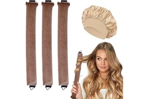 MPXEAVG 3 Pcs Heatless Hair Curlers, Rizos sin Calor, Rizos para el Cabello Durante la Noche, Rizadores Durante la Noche con Ganchos, con Gorro Saten Pelo Rizado, para Cabello Largo y Corto