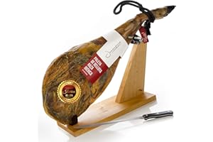 JAMONPRIVE Jambon Pata Negra Ibérique (Épaule) Nourri aux Glands 4-4.5 Kg + Porte Jambon + Couteau - Jamón Ibérico Espagnol Bellota