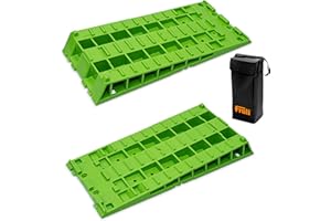 ‎FROLI Froli Auffahrkeil für Wohnmobil, Wohnwagen, Reisemobil und Camper, Ausgleichskeile Set, 2x Kompaktkeil, 1x Keil-Tasche, stapelbar, bis 3700 kg (Green-Edition, 95% Biokunststoff)