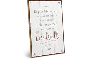 ARTFAVES® Holzschild mit Spruch - Es gibt Menschen, die lernt man kennen | Shabby Chic Schild Retro Vintage Deko Geschenk | Freundschaft, Familie | Größe: 19 x 28 cm