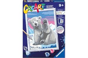Ravensburger - CreArt Serie D: Ciao Ciao Orso Polare, Kit per Dipingere con i Numeri, Contiene una Tavola Prestampata, Pennello, Colori e Accessori, Gioco Creativo per Bambini 9+ Anni