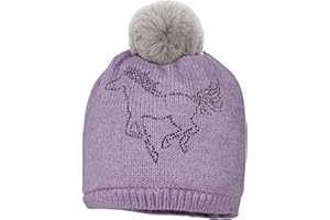 maximo MINI Girl-Mütze Pferd Strass, Kunstfellpompon, Vollfutter