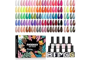 Phoenixy 50Pcs Vernis Semi Permanent 45 Couleurs Vernis Gel UV Semi Permanent avec 1 Base Coat 4 Top Coat Brillant Matt et Glitter Lot Vernis à Ongles Rose Marron Violet