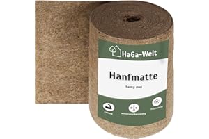 HaGa® Hanfmatte 500 g/m² in 0,65m x 10m | Nachhaltige Einstreu Unterlage für Kleintierheim | Atmungsaktive Hanfmatte, perfekte Unterlage für Kleintierstreu, 100% Hanf, Reine Naturfaser, 100% Natur