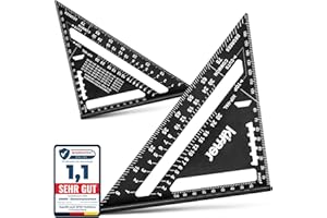 Kirner - 5in1 Zimmermannswinkel 180mm - Perfektes anreißen, messen und präzise 90 Grad Winkel - Profi Schreinerwinkel aus hochwertigem Aluminium, Winkelmesser Anschlagwinkel Metall, Speed Square