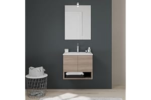 KIAMAMI VALENTINA Mobile bagno sospeso 60cm 2 ante quercia naturale Venezia