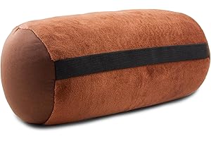 ‎CELINATEX CelinaTex Rullo Nackenrolle mit Gummiband 30 x 12 cm braun Plüsch Auto Nackenkissen Micropearls Füllung Reisekissen