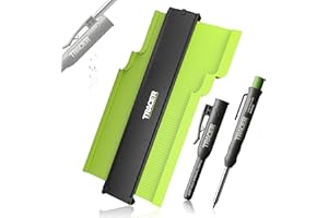 TRACER Contour Gauge 250mm (10”) Precise Marking Gauge with TRACER Deep Hole Construction Pencil. Gauge and Carpenters Pencil Set