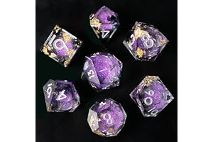 DND-tärningar set med 7 flytande kärna, sables mouvants polyedriska tärningar med vassa kanter i resin för Dungeons and Drago