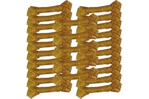 Schecker Geknotete Kauknochen 750 g (25Stck.) a 11cm aus gepresster Rinderhaut Ideal für Junge Hunde und Senioren Hunde