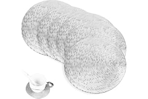 GLOBALDREAM Dessous de Verre, 6 pièces Dessous de Verres Ronde sous Verre Dessous de Verre Vinyle pour Table Salle à Manger Cuisine (Argent, 10cm)