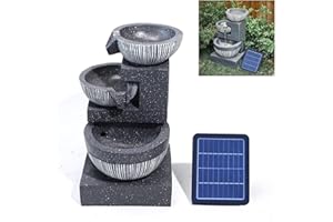 BTGGG 3 Tier Bowl Solar Water Fountain - Outdoor Solar Powered Garden Water Feature With Lights and Waterfall Decoration