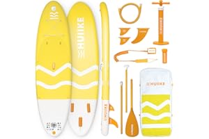 HUIIKE Deska Sup z Akcesoriami, Wiosło, Stateczniki, Pompka. Nadmuchiwana Deska o Doskonałej Stabilności I Wytrzymałości. 305 x 84 x 15 cm, Maksymalne Obciążenie 130 kg