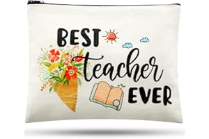 Svee Regalo di Apprezzamento per Insegnante per Natale Laurea Regalo Maestre Fine Anno Astuccio in Tela con Cerniera per Ringraziamento Pochette da Cosmetici per Maestre Scuola (Stile Fresco)