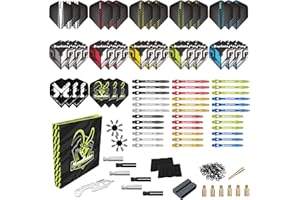 MageRabbit Dart-Zubehör-Set, 36 Dart-Flights, 45 Schäfte, Schärfer, Entferner, 50 Metallringe, 16 Flugschützer, insgesamt 11 Arten von Dart-Zubehör