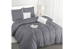 Utopia Bedding Copripiumino Matrimoniale 240x220 - Microfibra Copripiumino 240x220cm + Federe 65x65cm - Grigio