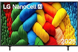 LG NanoCell AI NANO80 TV 55 pollici, Smart TV 4K, Processore α7 Gen8, Tecnologia NanoCell, webOS con AI e telecomando puntatore AI, Filmmaker mode, Gaming con VRR 4K@60Hz, 55NANO80A6B 2025