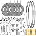 SYOSI Sun Shade Sail Hardware Kit 6 inch with 4pcs 50.5ft Cable Wire Rope 304 Stainless Steel for Patio, Garden Triangle Rectangle and Square Sun Shade Sails Installation 59 pcs