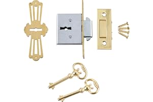 UNIQANTIQ HARDWARE SUPPLY LRT-4 Brass Square ROLL TOP Desk Lock & Skeleton Key