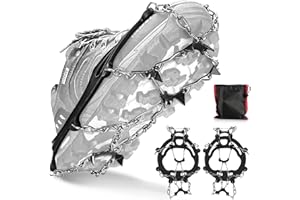 HXUING Ramponi per Scarponi, 10 Denti Ramponi da Ghiaccio per Scarponi, punte da ghiaccio antiscivolo per scarpe e stivali, Protezione sicura per Camminare, Jogging, Pesca, Camp