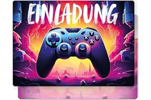 ‎BERILUDESIGN beriluDesign 12x Einladungskarten Kindergeburtstag Gamer Party Jungen & Mädchen - Geburtstagseinladung (12 Karten)