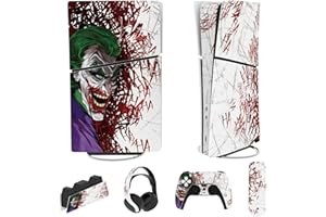 PlayVital Full Set Skin Sticker für ps5 Slim Konsole Digital Edition,Aufkleber Vinyl-Skin Stickers Schutzfolie Folie für ps5 Controller,Ladestation, Headset,Medienfernbedienung-Clown Hahaha