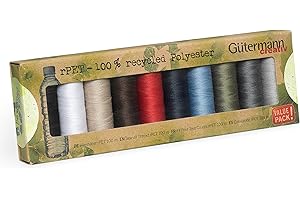 Gütermann creativ Set de fil à coudre rPET avec 10 bobines de fil Pour Tout Coudre 100 m composé à 100% de polyester recyclé dans différents coloris