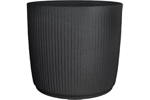 Scheurich Linetto - Pot de Fleurs Rond 30 cm Noir Pierre - Fabriqué en Plastique recyclé - pour l'extérieur