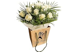 DAILY FLOWERS Pure Delight White Roses Bouquet – Fresh Cut Flowers for Autumn, Birthdays, Anniversaries, Bridal, Get Well, Thank You, Sympathy, Celebrate Occasions – Seasonal Floral Arrangement